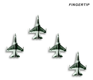 Four F-16s doing the Finger-four formation