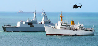 south African navy Fleet Replenishing Ship (AOR) SAS Drakensberg and a valour class frigate