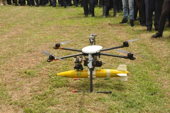 Nigerian Air Force Hexacopter armed with bomb